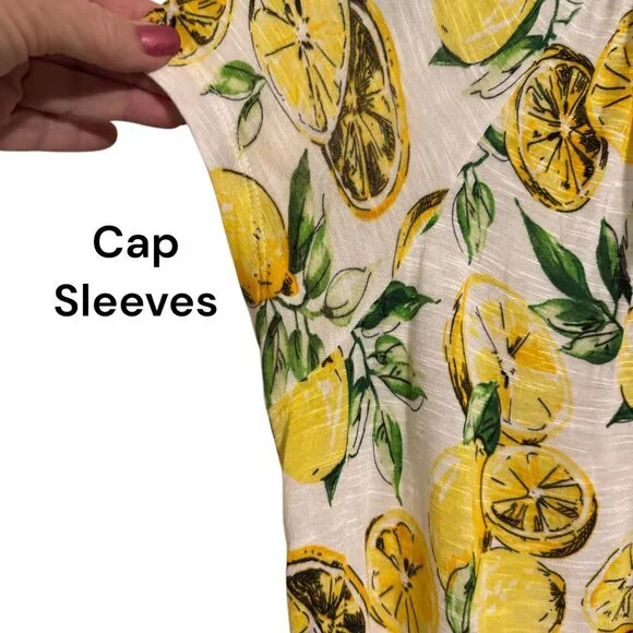 ❤️CHAPS LEMON THEME SPRING/SUMMER TOP   LARGE  #J - Picture 2 of 7